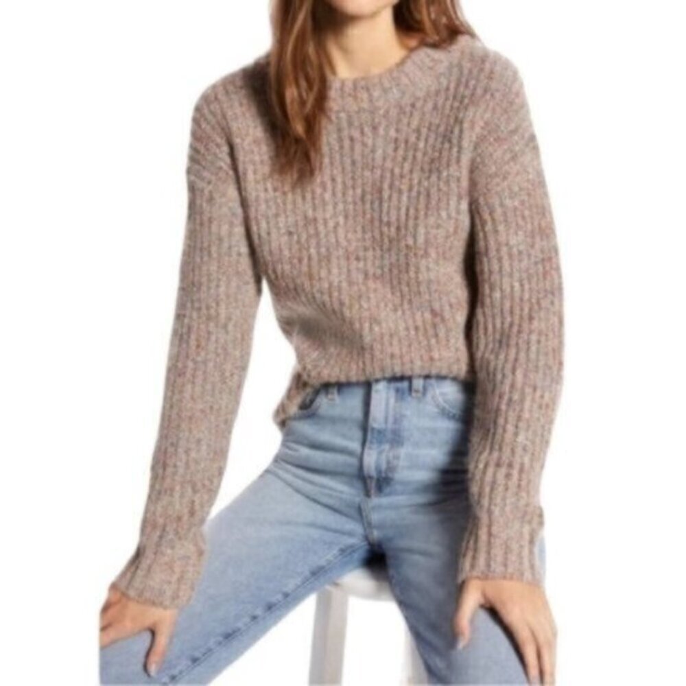 Something Navy | Tan Multi-colored Long Sleeves Sweater Size Medium